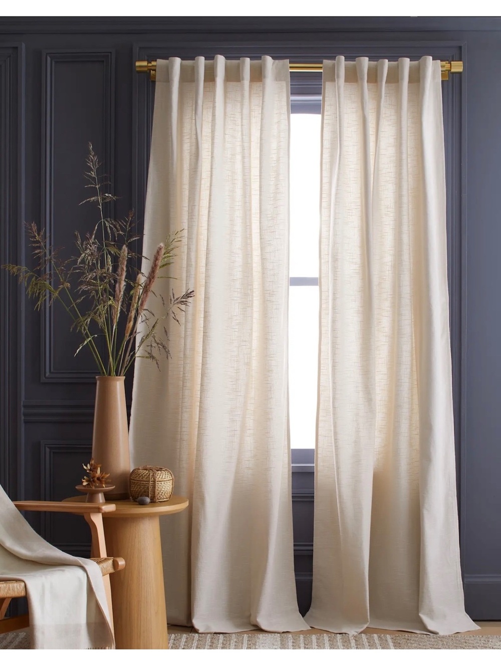 Quince Cotton Slub Curtain Light Filtering 48in X 108in Natural Set of 2